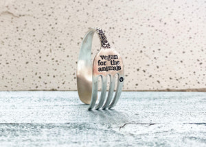 vegan jewelry and vegan bracelets made using tines and old forks